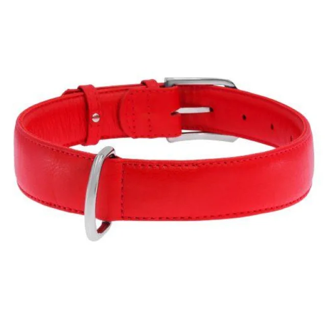 Нашийник Waudog Glamour без прикрас, ширина 35 мм, довжина 46-60 см, червоний