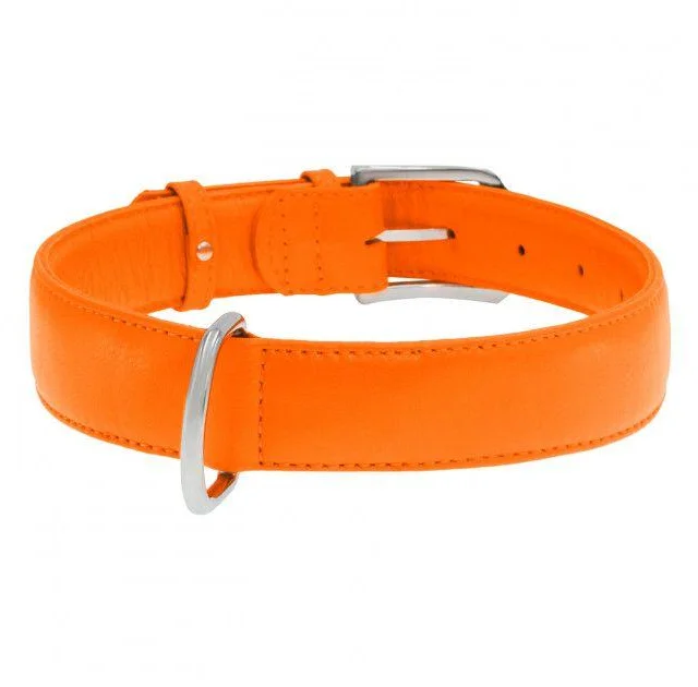 Нашийник Waudog Glamour без прикрас, ширина 35 мм, довжина 46-60 см, помаранчевий