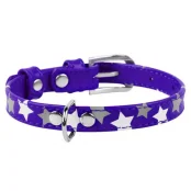 Ошейник Waudog Glamour с узором "Звёздочка", ширина 12 мм, длина 19-25 см, фиолетовый