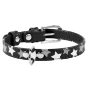 Ошейник Waudog Glamour с узором "Звёздочка", ширина 12 мм, длина 19-25 см, черный