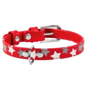Нашийник Waudog Glamour з візерунком "Зірочка", ширина 20 мм, довжина 30-39 см, червоний