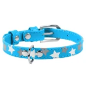 Ошейник Waudog Glamour с узором "Звёздочка", ширина 35 мм, длина 46-60 см, голубой