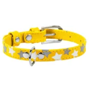 Ошейник Waudog Glamour с узором "Звёздочка", ширина 35 мм, длина 46-60 см, желтый
