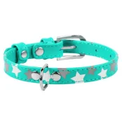 Ошейник Waudog Glamour с узором "Звёздочка", ширина 35 мм, длина 46-60 см, ментоловый