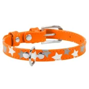 Ошейник Waudog Glamour с узором "Звёздочка", ширина 35 мм, длина 46-60 см, оранжевый