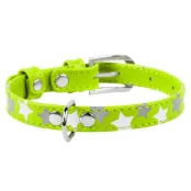 Ошейник Waudog Glamour с узором "Звёздочка", ширина 35 мм, длина 46-60 см, салатовый