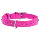 Ошейник Waudog Glamour с клеевыми стразами, ширина 9 мм, длина 19-25 см, розовый