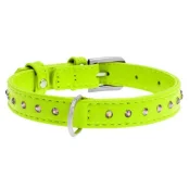 Ошейник Waudog Glamour с клеевыми стразами, ширина 9 мм, длина 19-25 см, салатовый