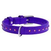 Ошейник Waudog Glamour с клеевыми стразами, ширина 9 мм, длина 19-25 см, фиолетовый