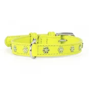 Нашийник Waudog Glamour з клейовими стразами "Квіточка", ширина 9 мм, довжина 18-21 см, салатовий
