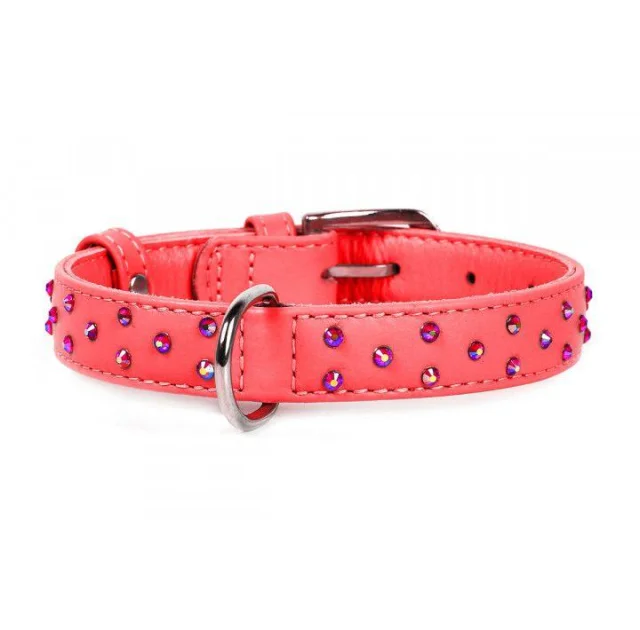 Ошейник Waudog Glamour с клеевыми стразами, ширина 20 мм, длина 30-39 см, красный