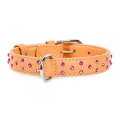 Нашийник Waudog Glamour з клейовими стразами, ширина 20 мм, довжина 30-39 см, помаранчевий
