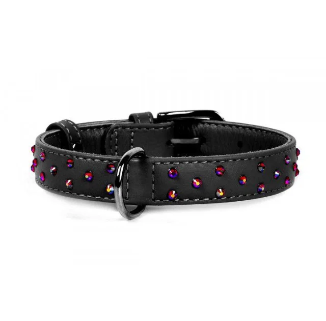 Ошейник Waudog Glamour с клеевыми стразами, ширина 20 мм, длина 30-39 см, черный