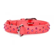 Ошейник Waudog Glamour с клеевыми стразами, ширина 25 мм, длина 38-49 см, красный