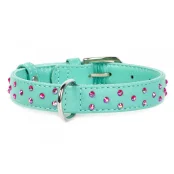 Ошейник Waudog Glamour с клеевыми стразами, ширина 25 мм, длина 38-49 см, ментоловый