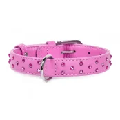 Ошейник Waudog Glamour с клеевыми стразами, ширина 25 мм, длина 38-49 см, розовый