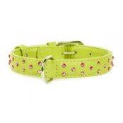 Ошейник Waudog Glamour с клеевыми стразами, ширина 25 мм, длина 38-49 см, салатовый