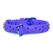 Ошейник Waudog Glamour с клеевыми стразами, ширина 25 мм, длина 38-49 см, фиолетовый