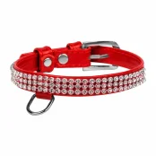 Ошейник Waudog Glamour с украшением "полотно стразы", ширина 12 мм, длина 21-29 см, красный