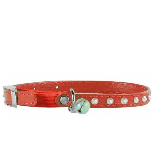 Ошейник Waudog Glamour с резинкой, клеевые стразы, для котов, ширина 9 мм, длина 22-30 см, красный