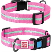 Нашийник Waudog Nylon Світлонакопичувальні, ширина 25 мм, довжина 31-49 см, рожевий