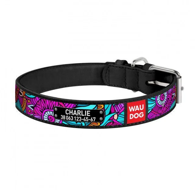 Нашийник Waudog з малюнком "Літо" ширина 15 мм, довжина 27-36 см, чорний