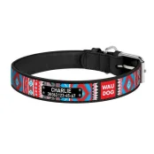 Ошейник Waudog с рисунком "Этно" ширина 20 мм, длина 30-39 см, черный