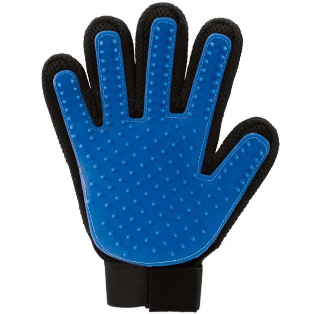 Рукавичка True Touch Blue для вичісування шерсті для кішок і собак, 24 х 17 см