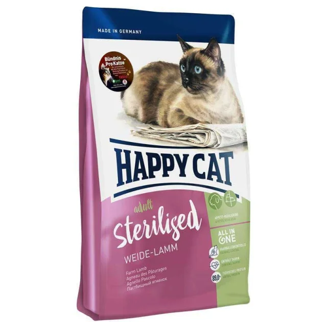 Сухой корм Happy Cat Adult Sterilised для стерилизованных кошек и кастрированных котов, с ягнёнком, 300 г