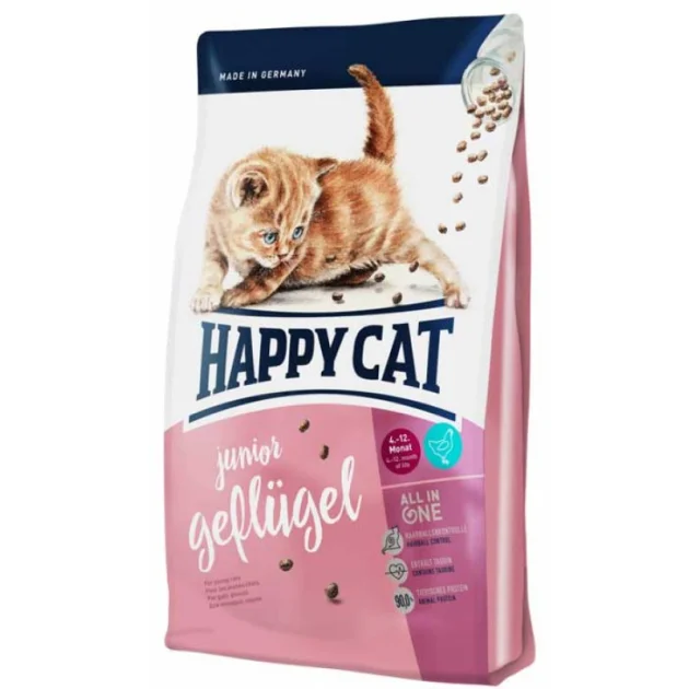 Сухой корм Happy Cat Junior Geflugel для котят возрастом от 4 до 12 месяцев, с птицей, 1,4 кг