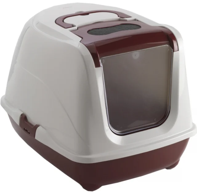 Закрытый туалет Moderna Flip Cat Jumbo для кошек, с откидной крышкой, красный, 58 х 45 х 42 см