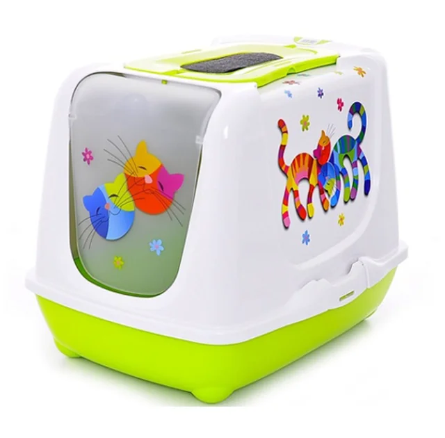 Туалет Moderna Trendy Cat Friends Forever для кошек c фильтром и совком, салатовый, 50 х 39 х 37 см