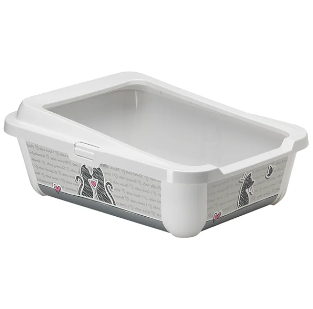 Открытый туалет Moderna Hercules Cats in Love для кошек c бортиком, белый, 51 х 39 х 19 см