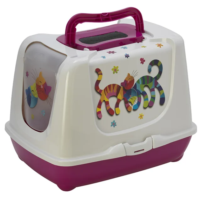 Туалет Moderna Trendy Cat Friends Forever для кошек, c фильтром и совком, пурпурный, 57,4 х 44,8 х 42,7 см