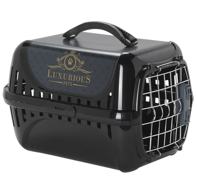 Переноска Moderna Trendy Runner Luxurious Pets для котів, чорна, 49.4×32.2×30.4 см