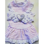 Платье Monkey Daze Angel Wing Pink для собак, размер S, розовое с белой полоской