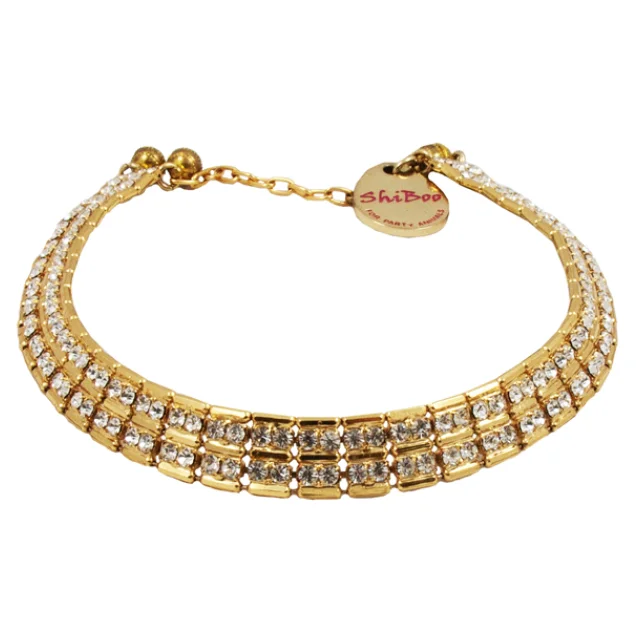 Цепочка Shiboo Sissi-Choker со стразами Сваровски, для собак, золото, 30 см