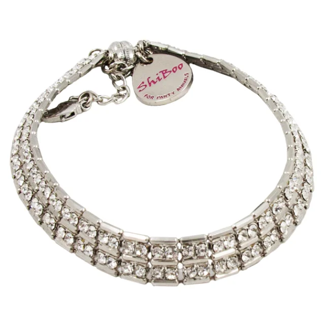 Цепочка Shiboo Sissi-Choker со стразами Сваровски, для собак, серебро, 35 см