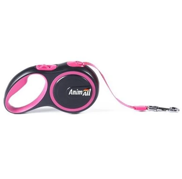 Поводок-рулетка AnimAll для собак вагою до 25 кг, 5 м, рожевий