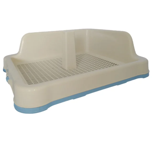 Туалет під пелюшки AnimAll з гратами, стовпчиком і стіною, 48,5x40,6х15 cм, блакитний