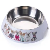 Пластиковая миска AnimAll с металлической вставкой для собак, 1.5 л