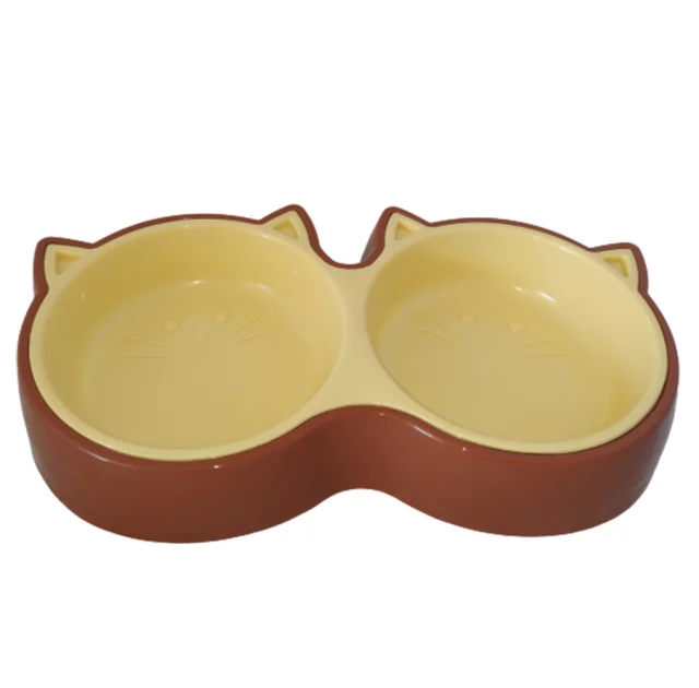 Пластикова миска AnimAll для котів (2 х 350 мл), коричнева
