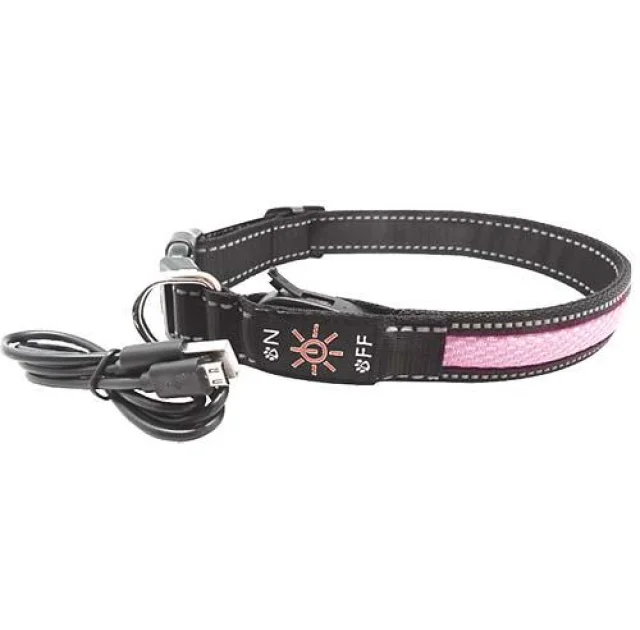 Нашийник LED AnimAll для собак S 2,5 / 30-40 см, рожевий