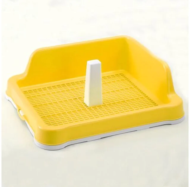 Туалет під пелюшки AnimAll з гратами, стовпчиком і стіною, 56x43,5х16 cм