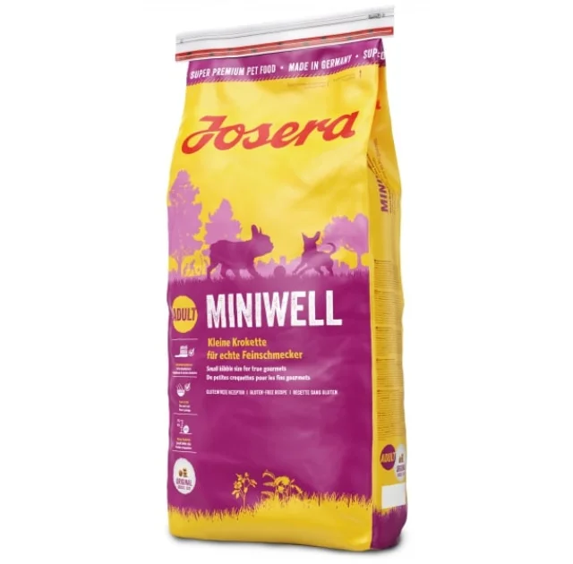 Сухий корм Josera Adult Miniwell для дорослих собак малих порід, з птахом, рисом і кукурудзою, 15 кг