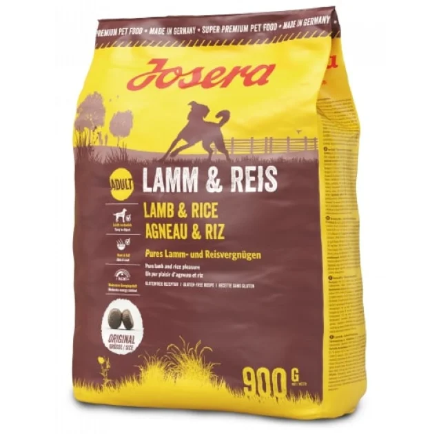 Сухий корм Josera Adult Lamm & Reis для дорослих собак великих порід, з м'ясом ягняти, 900 г