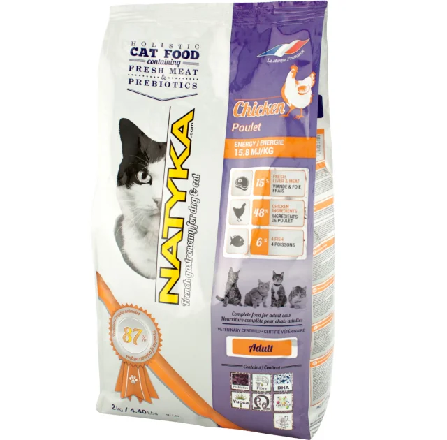 Сухий корм Natyka Cats Adult Chicken Холістік для дорослих кішок, з куркою, 2 кг
