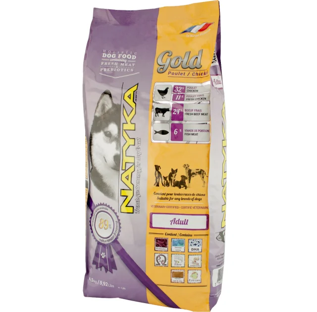 Полувлажный корм Natyka Gold Adult Chicken & Rice для взрослых собак всех пород с курицей, 4.5 кг