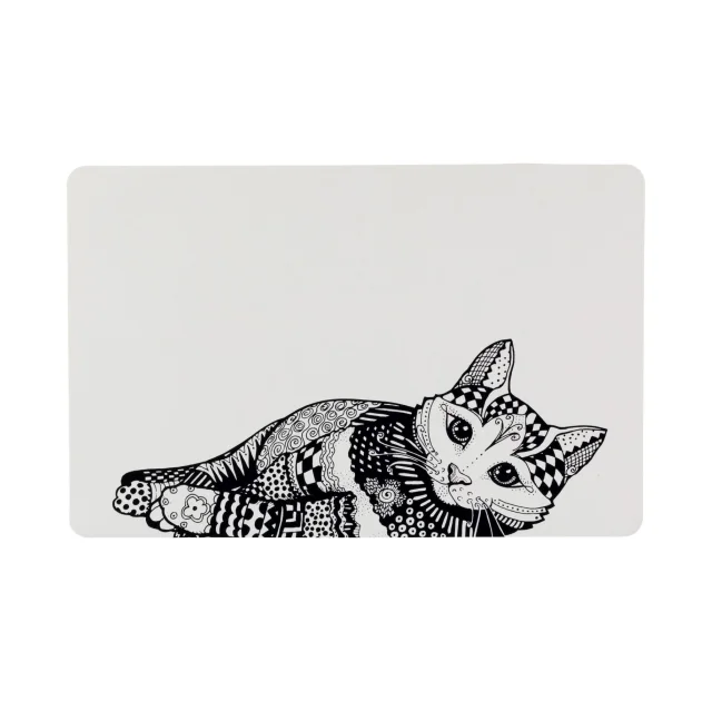 Килимок під миску Trixie Zentangle для котів, білий / чорний, 44 х 28 см