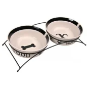 Миска керамическая на подставке Trixie для собак, 2 х 2,6 л/25 см